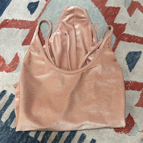 WHIMSY AND ROW ANNETTE ONE-PIECE SWIMSUIT metallic nude tie back - Picture 13 of 14